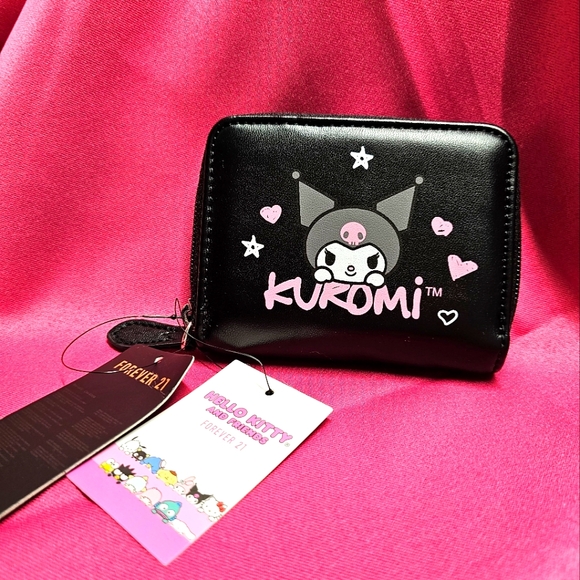 Kuromi × Forever 21 Small Black Leather Wallet Hello Kiyty Sanrio Kawaii Y2k - Picture 2 of 4